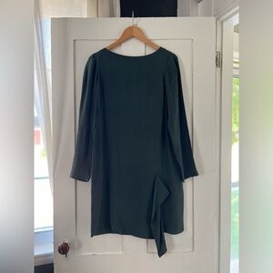 Tibi New York Women's 100% Silk Emerald Green Long Sleeve Drop Waist Dress Sz 8